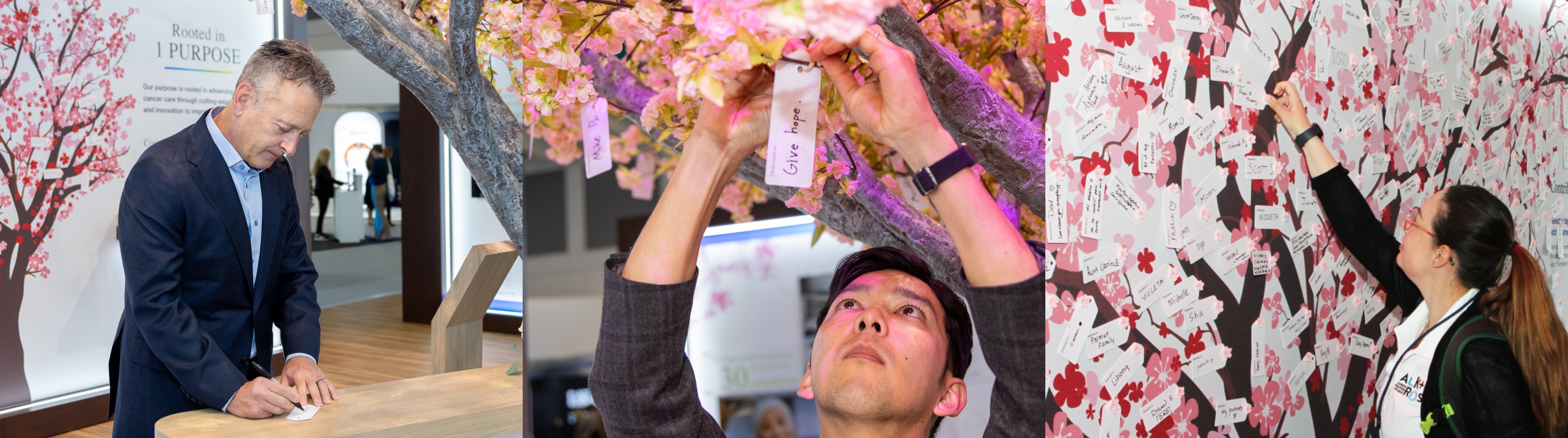 row of people at booth